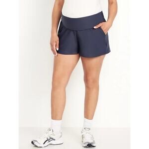 Old Navy Maternity Rollover Waist PowerSoft Short 3" inseam Dusk Navy Blue NWT